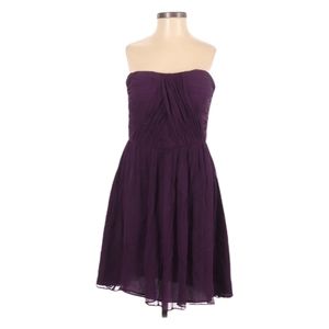 DM Donna Morgan Cocktail Party Dress Size 8 Strapless 100% Silk Ruching Purple